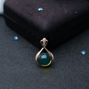 18K天空蓝多米蓝珀吊坠