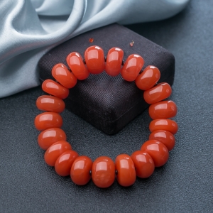 17mm樱桃红南红算盘珠单圈手串