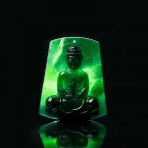 糯冰种墨翠观音吊坠