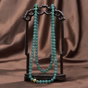 7mm糯冰种蓝水翡翠108佛珠