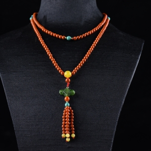 4.5mm柿子红南红毛衣链