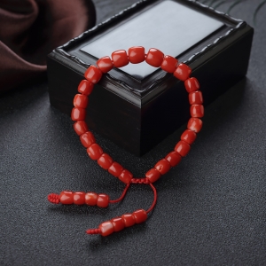 阿卡珊瑚桶珠单圈手串