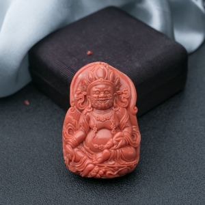MOMO珊瑚黄财神吊坠