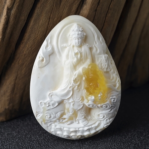 象牙白白蜜送子观音吊坠