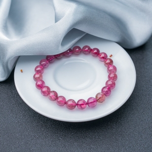 8mm玫红碧玺单圈手串