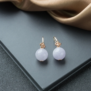 18K糯种浅紫翡翠耳坠