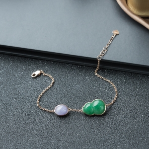 18K糯冰种翡翠福禄手链