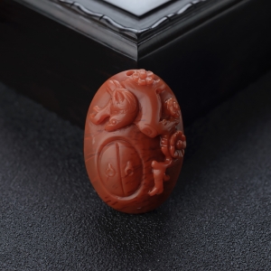 火焰纹南红喜临门吊坠