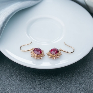 18K玫红碧玺耳坠
