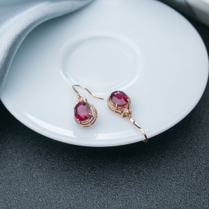 18K玫红碧玺耳坠