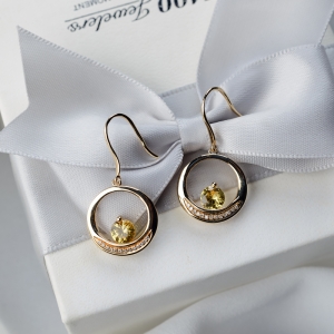 18K黄色蓝宝石耳坠