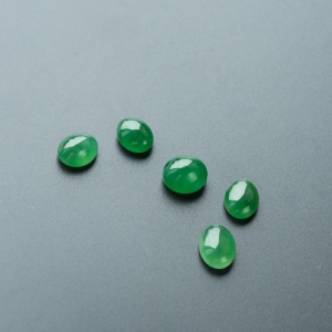 糯冰种阳绿翡翠戒面（五粒）