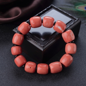 MOMO珊瑚桶珠单圈手串