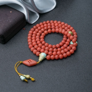 柿子红南红百香籽108佛珠