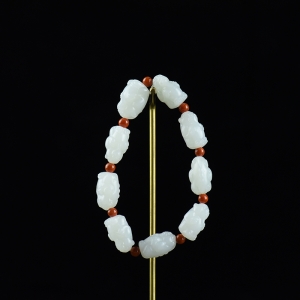 籽料和田白玉貔貅单圈手串