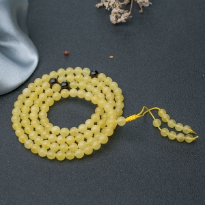 6.5mm鸡油黄蜜蜡108佛珠