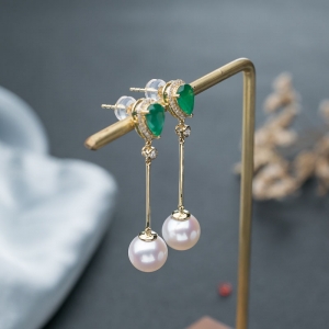 18K祖母绿耳坠