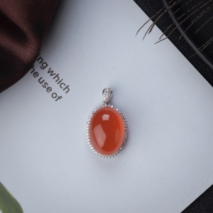 18K冰红南红吊坠