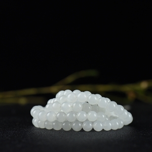 8mm山料和田白玉多圈手串