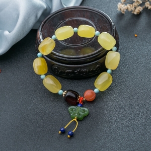 柠檬黄金绞蜜随形单圈手串