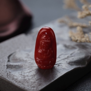 阿卡牛血红珊瑚观音吊坠