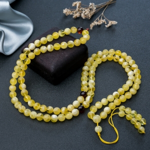 8mm白花蜜蜡108佛珠