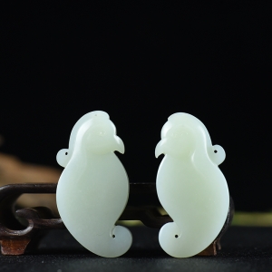 籽料和田白玉凤凰对牌吊坠（二件）