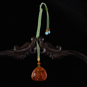 柿子红南红荷花吊坠