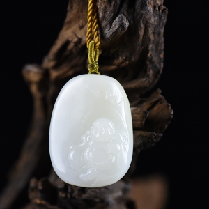 籽料和田白玉弥勒佛吊坠