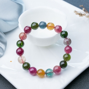 10.5mm彩虹碧玺单圈手串