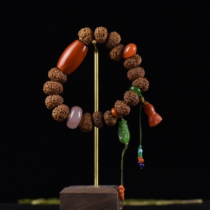 柿子红南红桶珠单圈手串