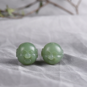 山料和田碧玉弥勒佛头配件（二件）