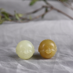 山料和田玉弥勒佛头配件（二件）