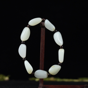 籽料和田白玉原石单圈手串