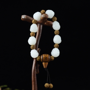 山料和田白玉貔貅单圈手串