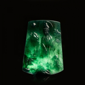 糯冰种墨翠观音吊坠