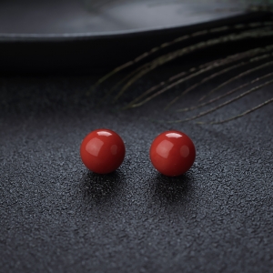 9mm沙丁珊瑚圆珠（两件）