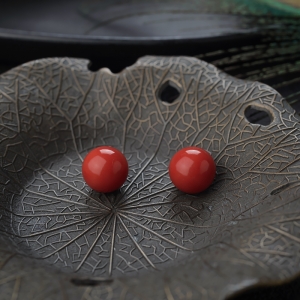 10mm沙丁珊瑚圆珠（两件）