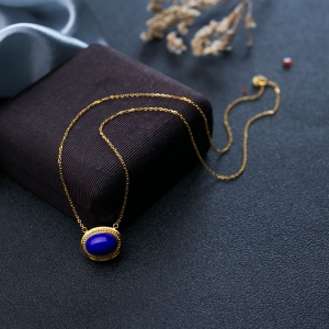 18K紫蓝色青金石项链