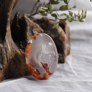 冰飘南红悟道吊坠