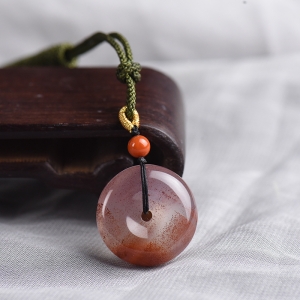 冰飘南红平安扣吊坠