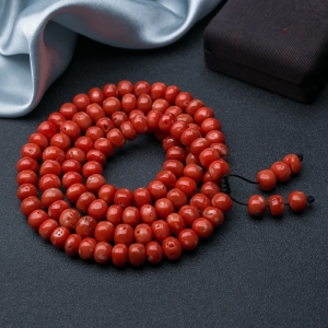 阿卡珊瑚鼓珠108佛珠