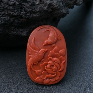 柿子红南红鸟语花香吊坠