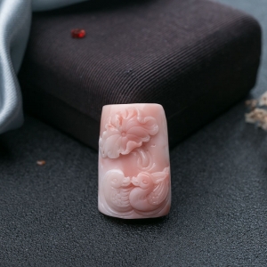 深水珊瑚鸳鸯吊坠