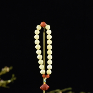 8mm白花蜜蜜蜡贝壳单圈手串