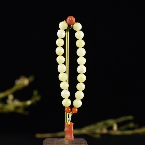 8mm白花蜜蜜蜡竹子单圈手串