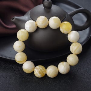 15mm白花蜜蜡单圈手串