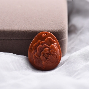 柿子红南红花开富贵吊坠