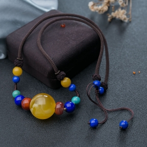 21mm白花蜜蜡圆珠吊坠