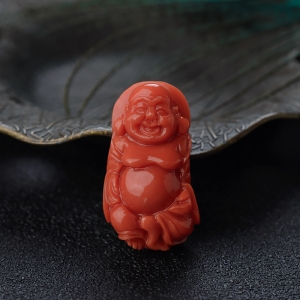 MOMO珊瑚弥勒佛吊坠